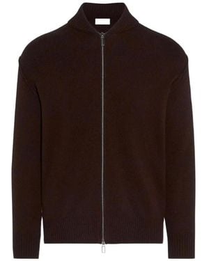 Paolo Pecora Zip-Up Ribbed-Trim Cardigan - Brown