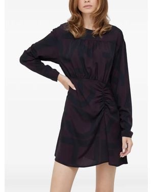 Sisley Long-Sleeved Gathered Mini Dress - Blue