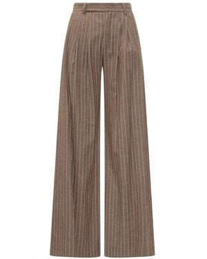 LE SULLY STUDIO Pinstripe Pleated Trousers - Brown