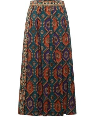 Pierre Louis Mascia Virgin Wool Pleated Skirt - Green