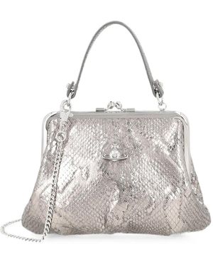 Vivienne Westwood Snakeskin-Effect Orb Shoulder Bag - White