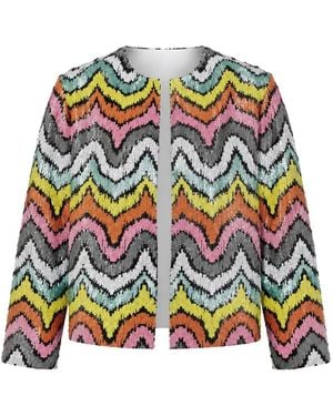 ODEEH Sequin-Embellished Fitted Jacket - Pink