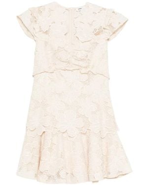 Sandro Floral-Embroidered Lacedetail Mini Dress - White