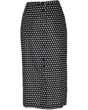 FRAME Polka-Dot Midi Skirt - Black