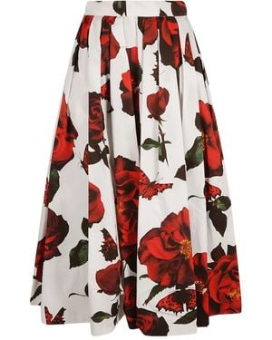 McQueen Tudor Rose Pleated - Red