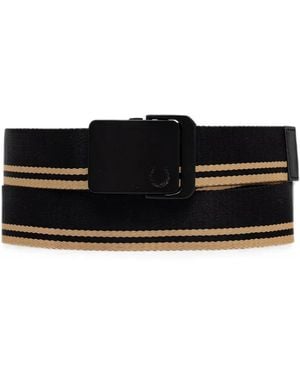 Fred Perry Striped Webbed Belt - Black