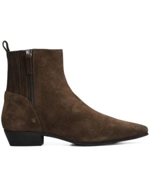 Evaluna Suede Pointed-Toe Ankle Boots - Brown