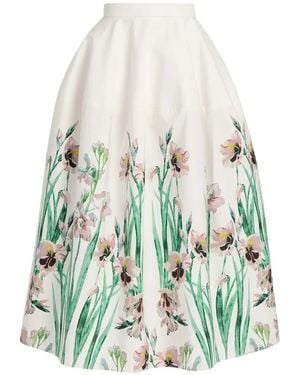 Erdem Floral-Print Cotton Midi Skirt - White