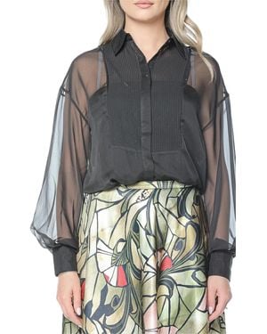 Ted Baker Rasiia Bib-Detail Sheer Shirt - Gray
