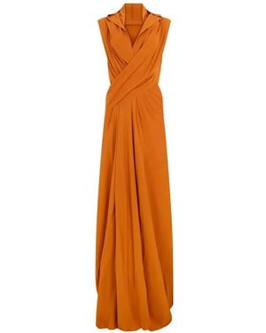 Alberta Ferretti Draped Crossover-Detail Maxi Dress - Orange