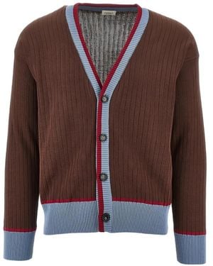 GALLIA Ribbed V-neck cardigan - Braun