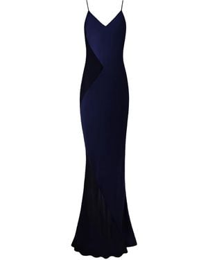 Alejandra Alonso Rojas Diana Satin-Paneled Slip Maxi Dress - Blue