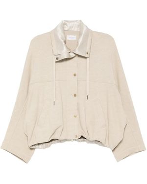 Brunello Cucinelli Drawstring-Collar Press-Stud Sweater - Natural