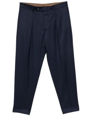 Berwich Chiaia Pleated Cuffed Trousers - Blue