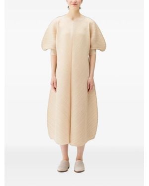 Pleats Please Issey Miyake Coast Pleated Midi Dress - Natural