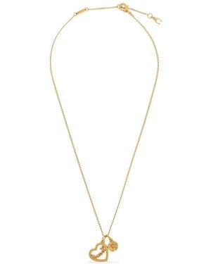 COACH Collar Con Charm Floral Y Corazón - Blanco