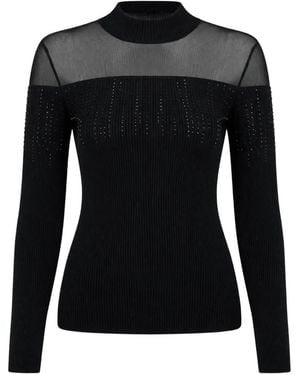 Guess Eco Jeena Strass-Embellished Paneled Sweater - Black