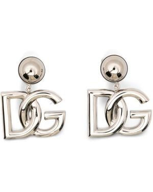 Dolce & Gabbana Dg-Logo Drop Earrings - White