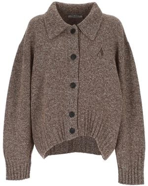 The Attico Logo-Embroidered Cardigan - Brown