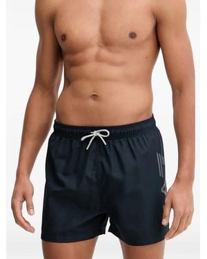 EA7 Logo-Print Drawstring Swim Shorts - Blue