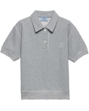 Prada Polo con logo bordado - Gris