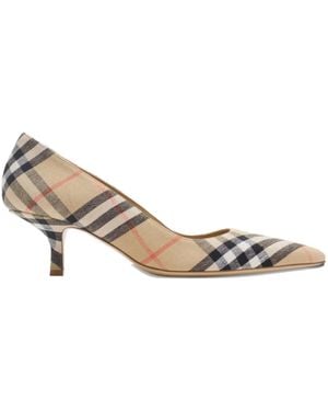 Burberry 55Mm Check Dame Pumps - Natural