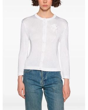 Jil Sander フローラルトリム カーディガン - ホワイト