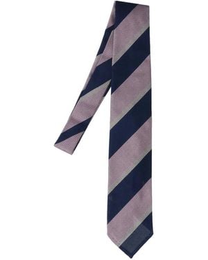Cesare Attolini Striped Silk Tie - Blue