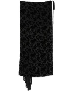 Ann Demeulemeester Floral-Devoré Midi Skirt - Black