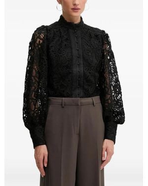 Bardot Laced Button-Down Shirt - Black