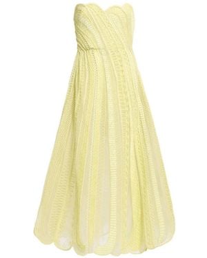 Elie Saab Embroidered Strapless Midi Dress - Yellow