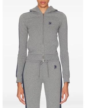 Balenciaga Lion Side-Stripe Zip-Up Hoodie - Grey