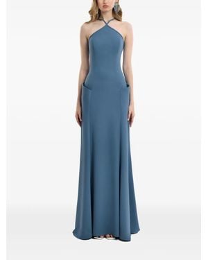 Gemy Maalouf Halter-Neck Maxi Dress - Blue