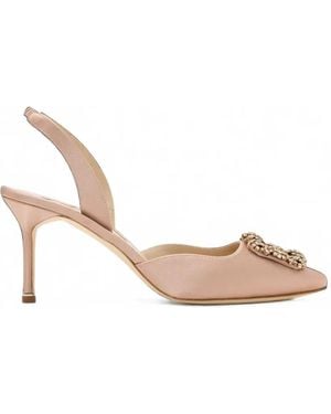 Manolo Blahnik Hangisli Crystal-Buckle Court Shoes - Pink