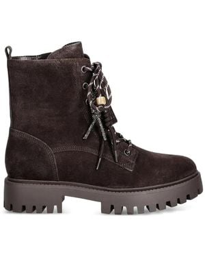 Guess Bottines Fizzle En Daim À Lacets - Brown