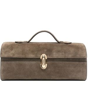 SAVETTE Symmetry top-handle clutch bag - Braun