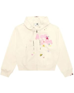 Aape By A Bathing Ape Appliqué Zip-Up Hoodie - Natural