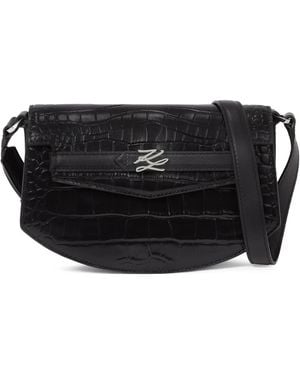 Karl Lagerfeld Karl Studio Umhängetasche mit Kroko-Effekt - Schwarz