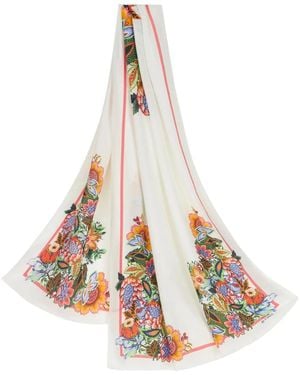 Etro Écharpe Imprimée À Franges - Blanc