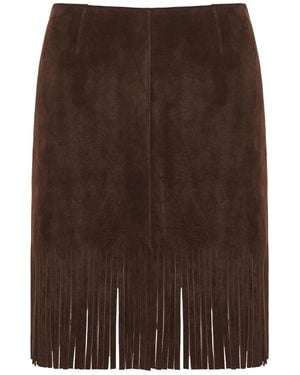 Etro Fringe Suede Skirt - Brown