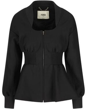 Fendi Zip-Up Fitted Jacket - Black