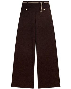 Maje Chain-Belt Straight-Leg Pants - Purple