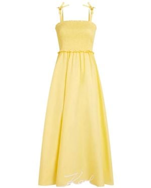 KARL LAGERFELD K/Signature Maxi Bow-Detail Sheer Dress - Yellow