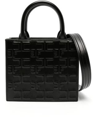 Elisabetta Franchi Bold Monogram Small Shopper Bag - Black