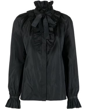 Alberta Ferretti Ruffled Long-Sleeve Blouse - Black