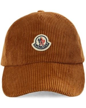 Moncler Logo-Patch Corduroy Baseball Cap - Brown