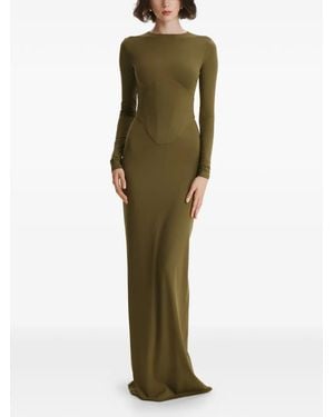 2310 STUDIO Long-Sleeves Corset Maxi Dress - Green
