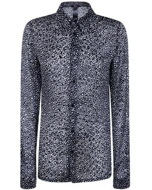 SAPIO Devoré Graphic-Pattern Shirt - Blue