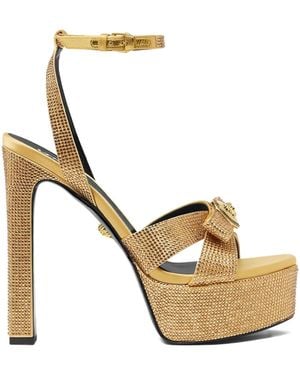 Versace 140Mm Crystal-Embellished Sandals - Metallic