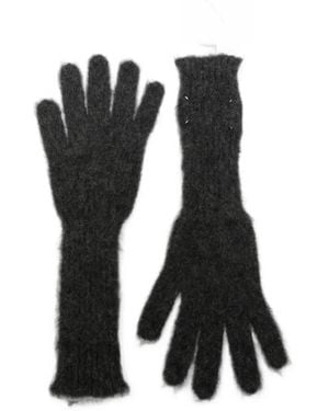 Maison Margiela Brushed-Knit Four-Stitch Gloves - Black